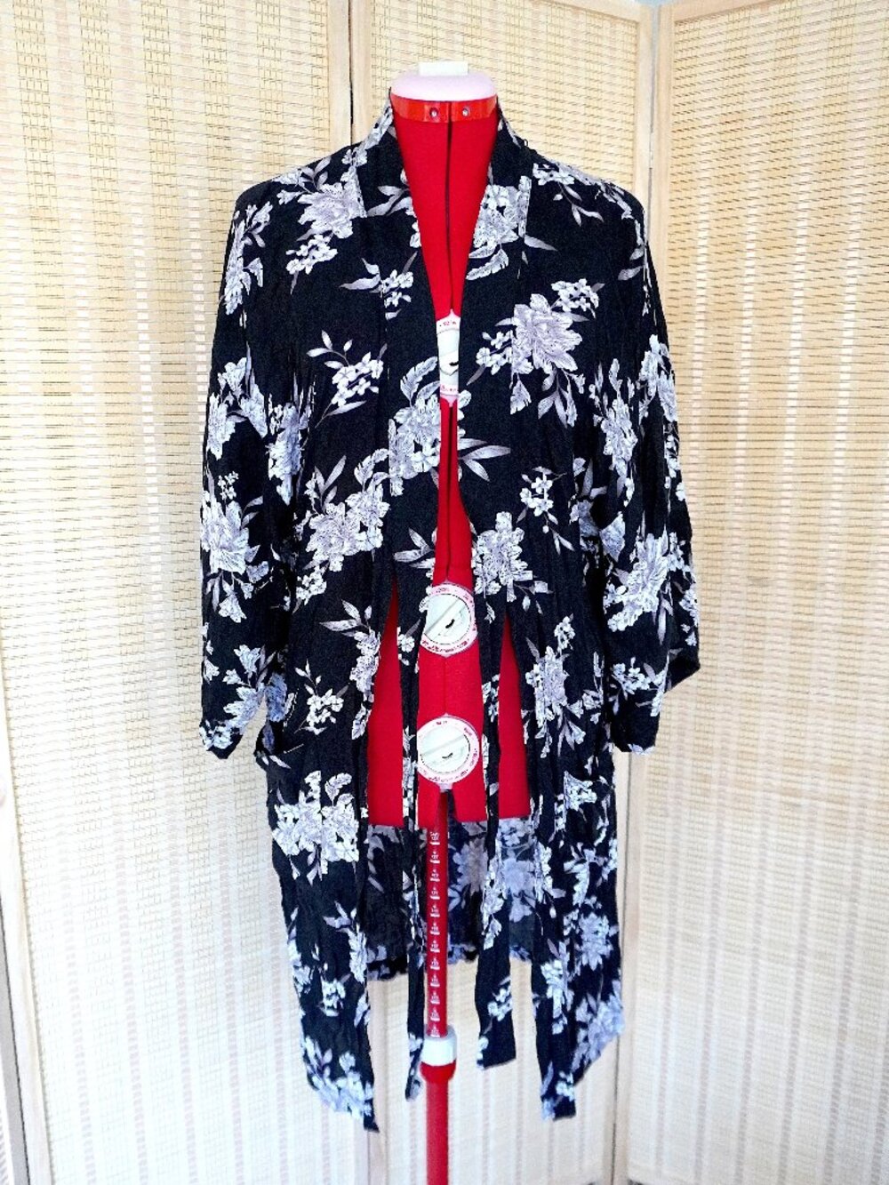 Spiritual Gangster Black & White Floral Robe/Cover-Up